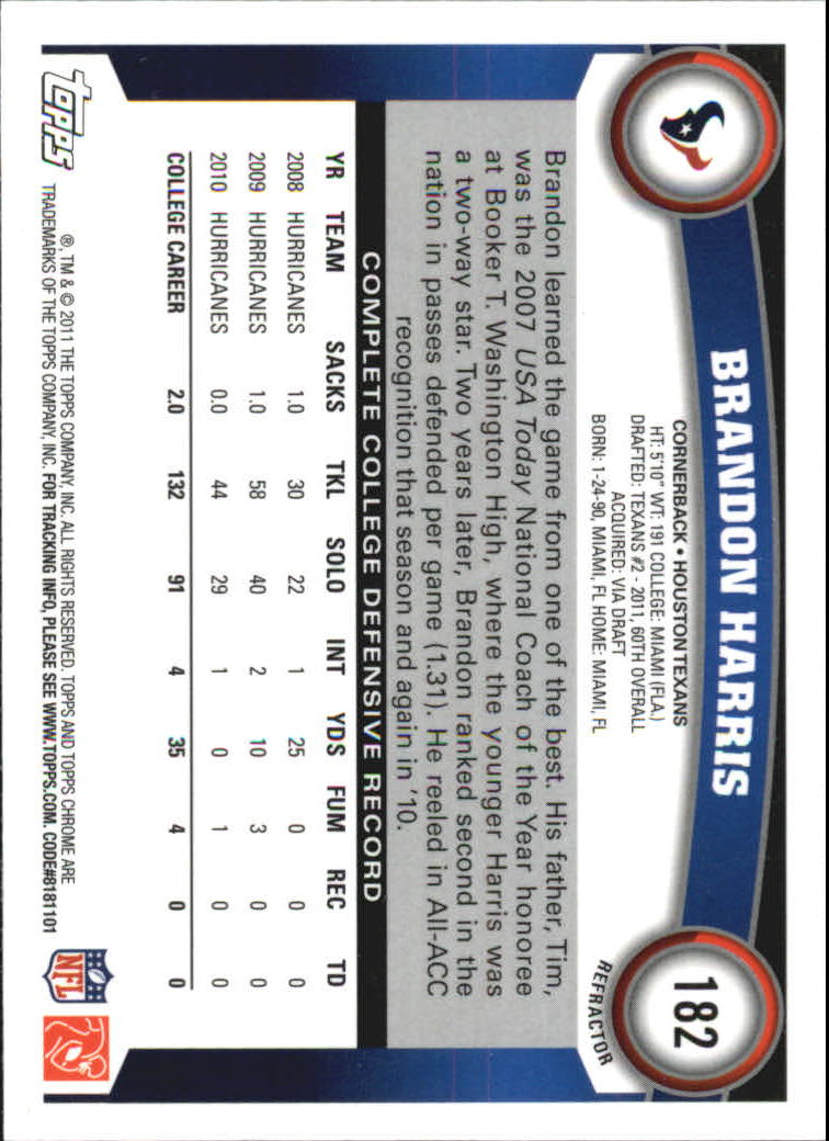 2011 Topps Chrome Football Part 2 Parallel Refractors Cards - Picture 163 of 177