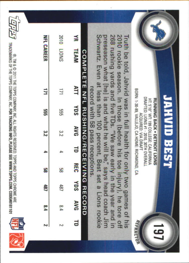 2011 Topps Chrome Football Part 2 Parallel Refractors Cards - Picture 167 of 177