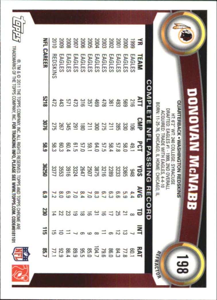 2011 Topps Chrome Football Part 2 Parallel Refractors Cards - Picture 169 of 177