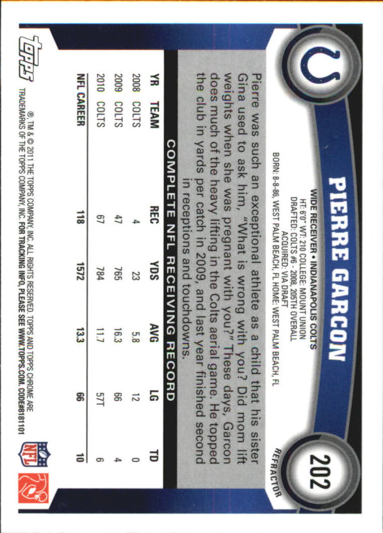 2011 Topps Chrome Football Part 2 Parallel Refractors Cards - Picture 175 of 177