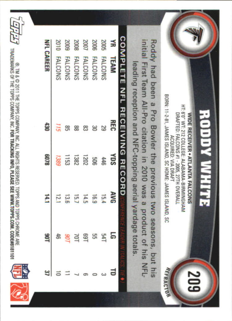 2011 Topps Chrome Football Part 2 Parallel Refractors Cards - Picture 177 of 177