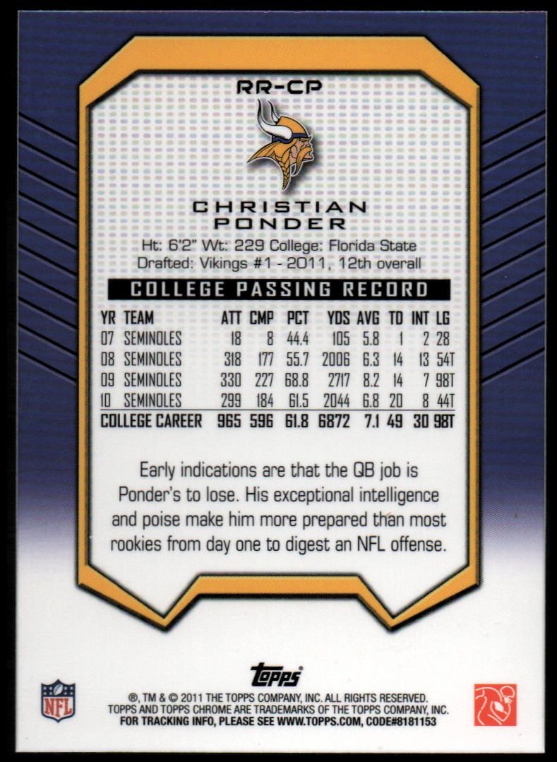 2011 Topps Chrome Football Part 3 Insert Cards - Picture 17 of 29