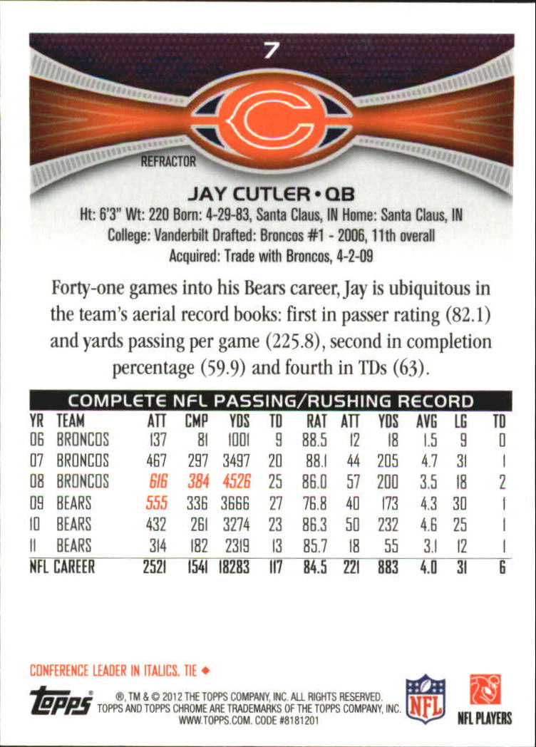 2012 Topps Chrome Football Part 2 Regular Refractors Parallel Cards - Picture 5 of 168