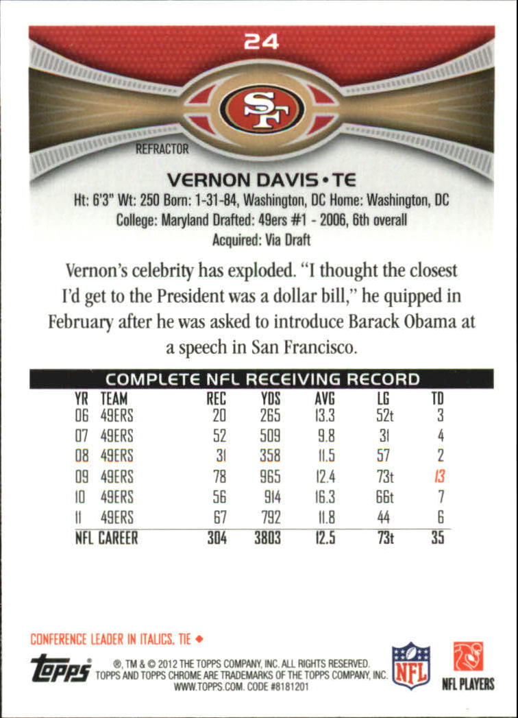 2012 Topps Chrome Football Part 2 Regular Refractors Parallel Cards - Picture 16 of 168