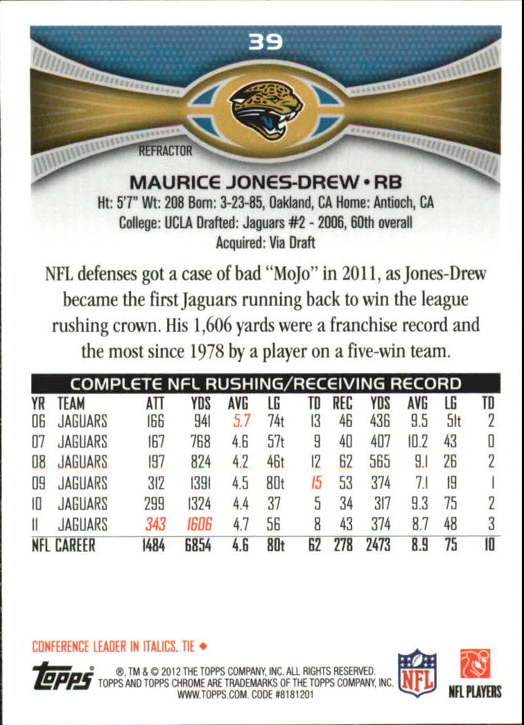 2012 Topps Chrome Football Part 2 Regular Refractors Parallel Cards - Picture 24 of 168