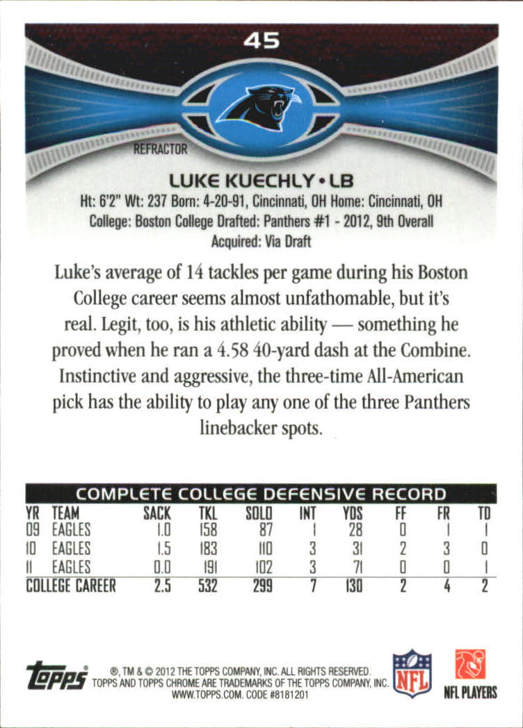 2012 Topps Chrome Football Part 2 Regular Refractors Parallel Cards - Picture 30 of 168