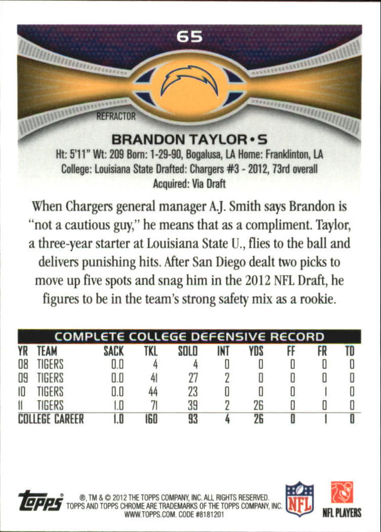 2012 Topps Chrome Football Part 2 Regular Refractors Parallel Cards - Picture 44 of 168