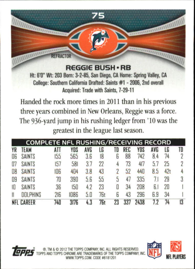 2012 Topps Chrome Football Part 2 Regular Refractors Parallel Cards - Picture 54 of 168
