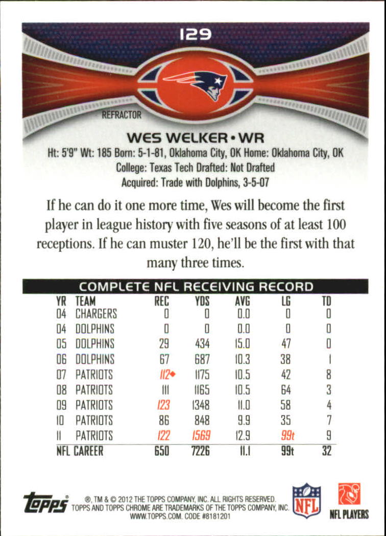 2012 Topps Chrome Football Part 2 Regular Refractors Parallel Cards - Picture 90 of 168