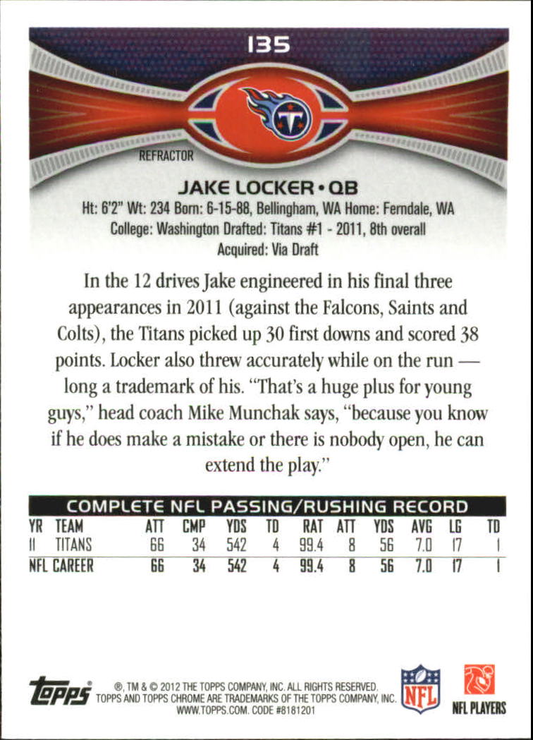 2012 Topps Chrome Football Part 2 Regular Refractors Parallel Cards - Picture 96 of 168