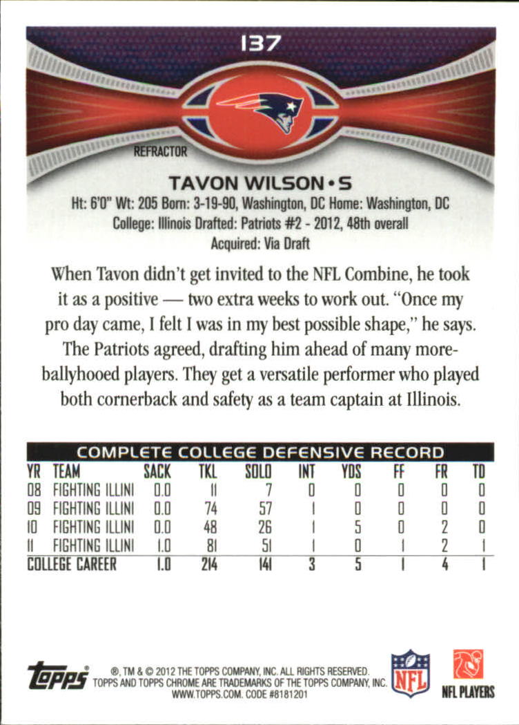 2012 Topps Chrome Football Part 2 Regular Refractors Parallel Cards - Picture 98 of 168