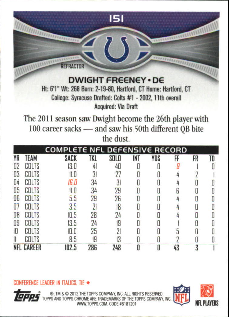 2012 Topps Chrome Football Part 2 Regular Refractors Parallel Cards - Picture 112 of 168