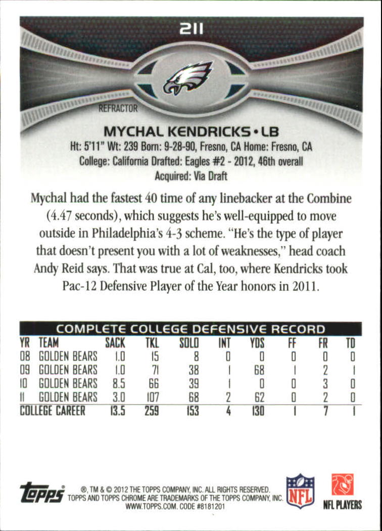 2012 Topps Chrome Football Part 2 Regular Refractors Parallel Cards - Picture 160 of 168