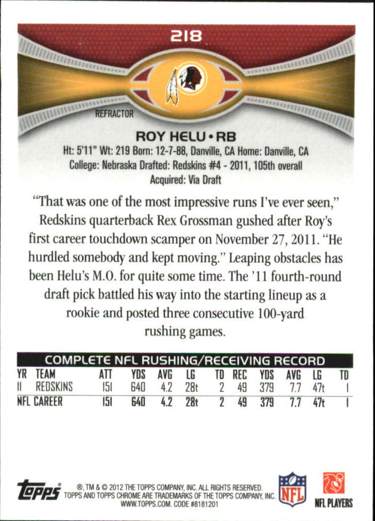 2012 Topps Chrome Football Part 2 Regular Refractors Parallel Cards - Picture 168 of 168