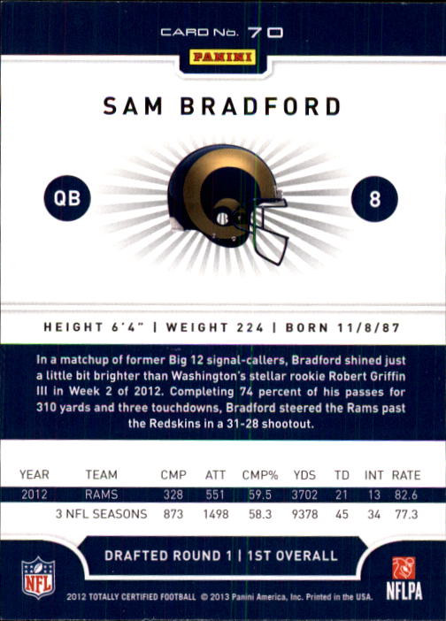 A8185- 2012 Totally Certified Football Cards 1-100 - You Pick - 15+ FREE SHIP - Picture 119 of 157