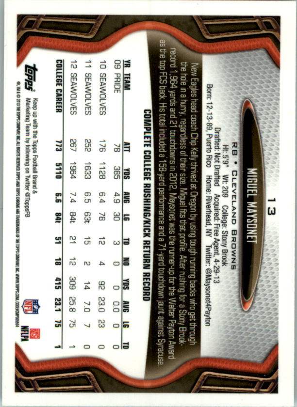 2013 Topps Chrome Football Part 1 Main Set Cards #1 to #220 - Picture 25 of 429