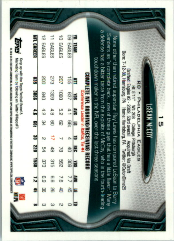 2013 Topps Chrome Football Part 1 Main Set Cards #1 to #220 - Picture 29 of 429
