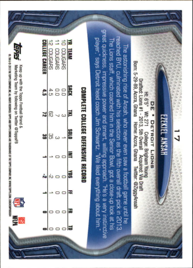 2013 Topps Chrome Football Part 1 Main Set Cards #1 to #220 - Picture 33 of 429