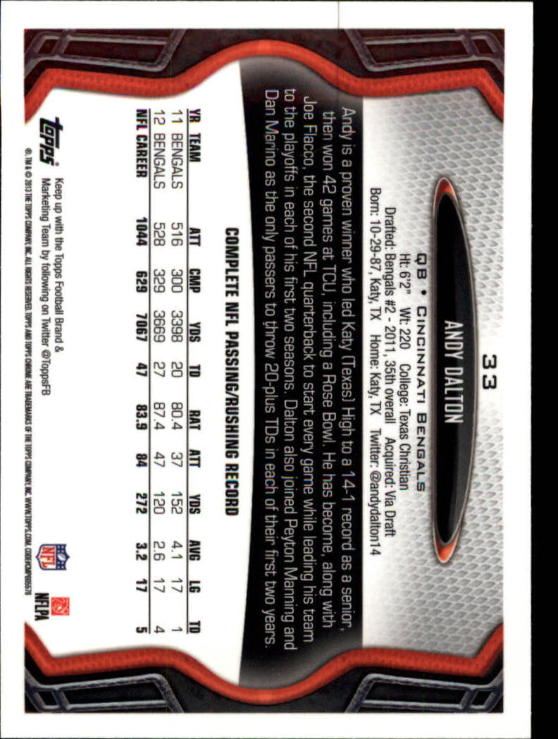2013 Topps Chrome Football Part 1 Main Set Cards #1 to #220 - Picture 63 of 429