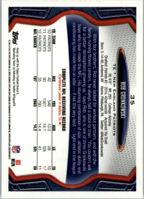 2013 Topps Chrome Football Part 1 Main Set Cards #1 to #220 - Picture 67 of 429