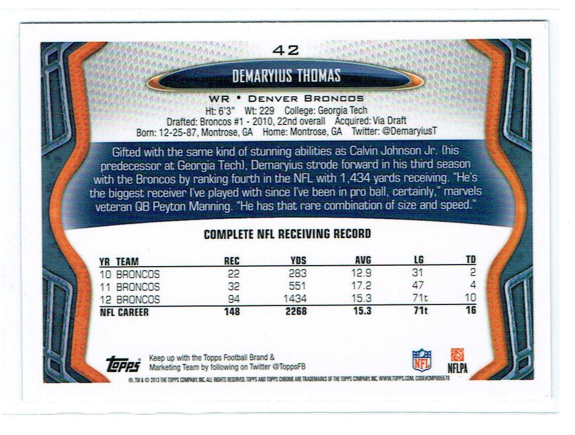2013 Topps Chrome Football Part 1 Main Set Cards #1 to #220 - Picture 81 of 429