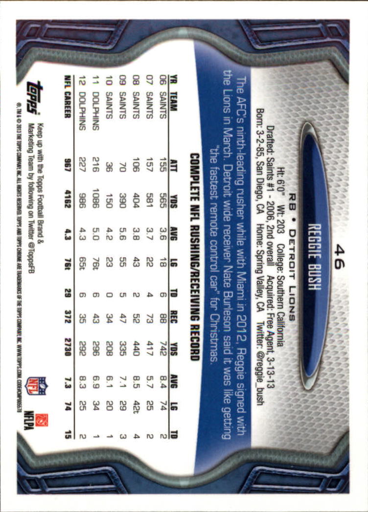 2013 Topps Chrome Football Part 1 Main Set Cards #1 to #220 - Picture 89 of 429