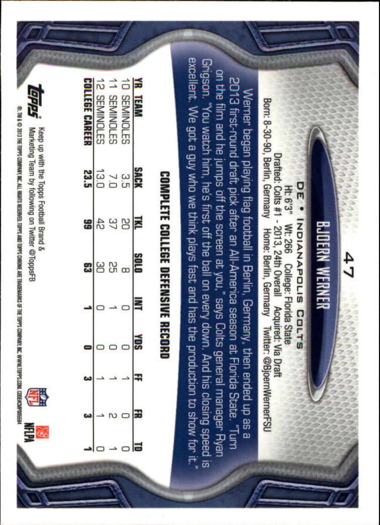 2013 Topps Chrome Football Part 1 Main Set Cards #1 to #220 - Picture 91 of 429
