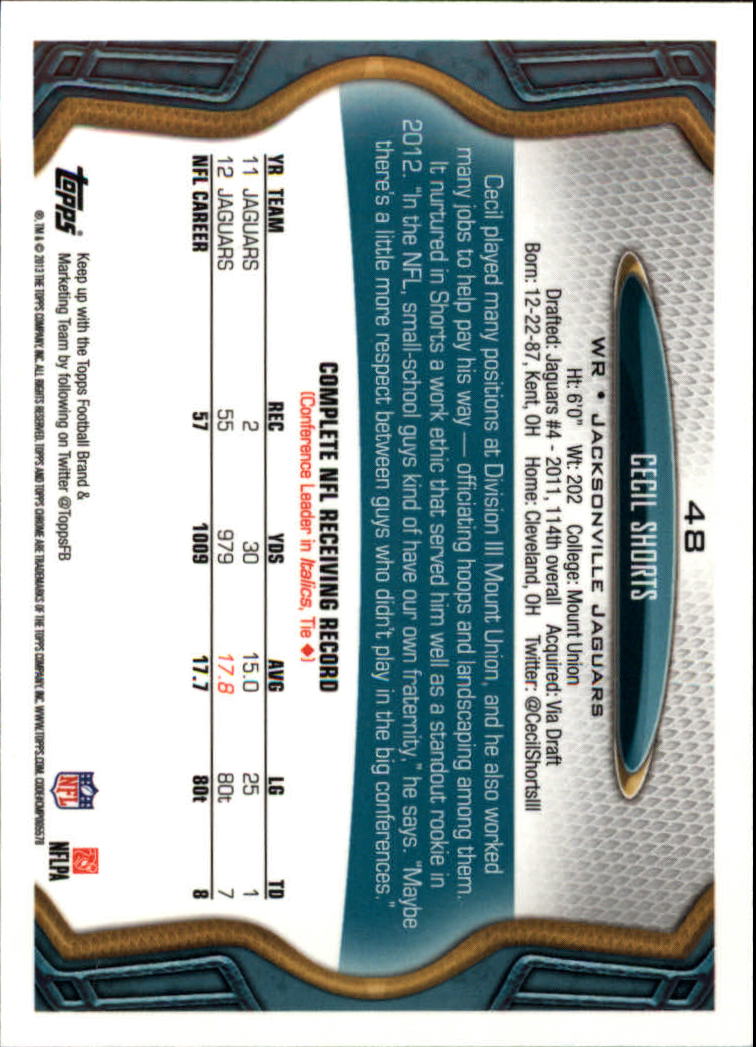 2013 Topps Chrome Football Part 1 Main Set Cards #1 to #220 - Picture 93 of 429