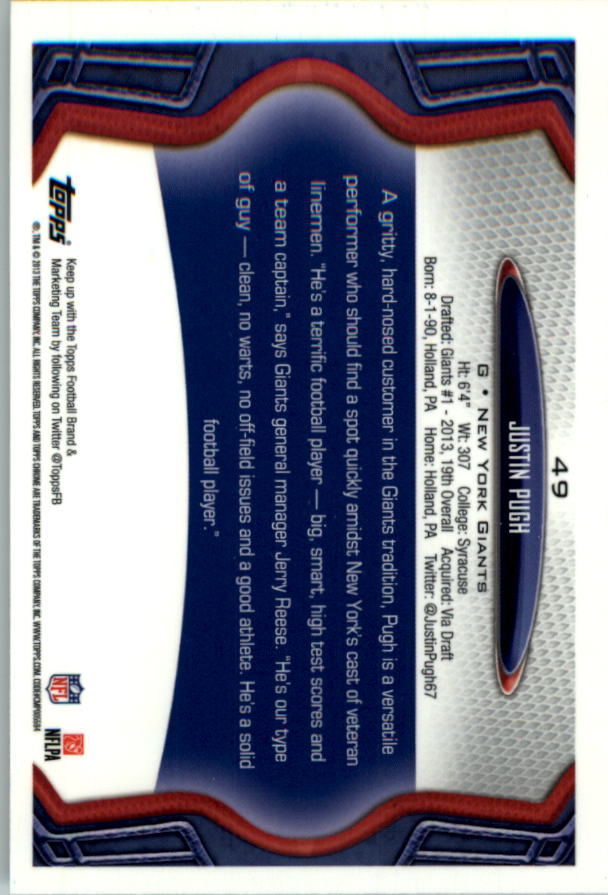 2013 Topps Chrome Football Part 1 Main Set Cards #1 to #220 - Picture 95 of 429