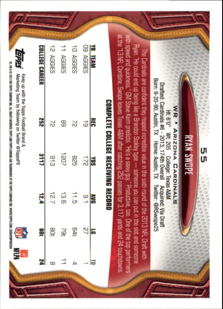 2013 Topps Chrome Football Part 1 Main Set Cards #1 to #220 - Picture 107 of 429