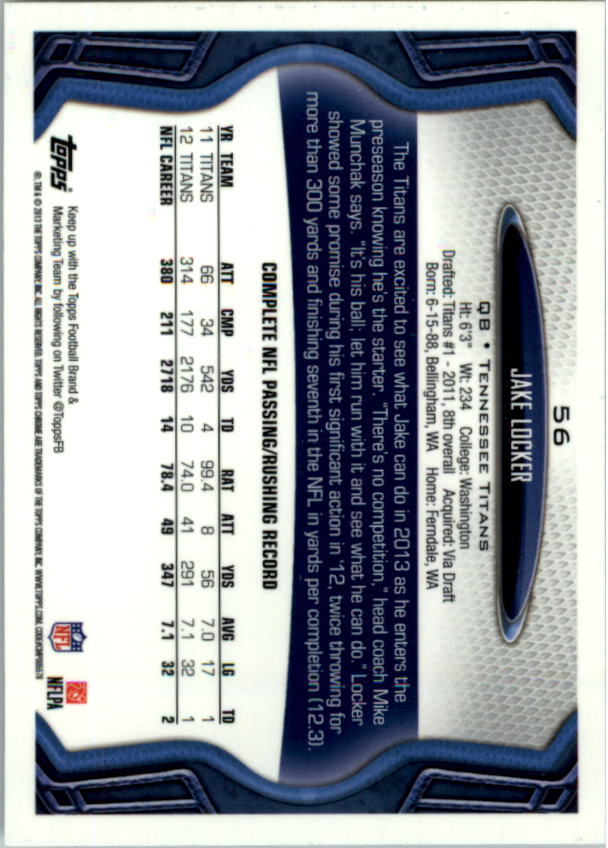 2013 Topps Chrome Football Part 1 Main Set Cards #1 to #220 - Picture 109 of 429