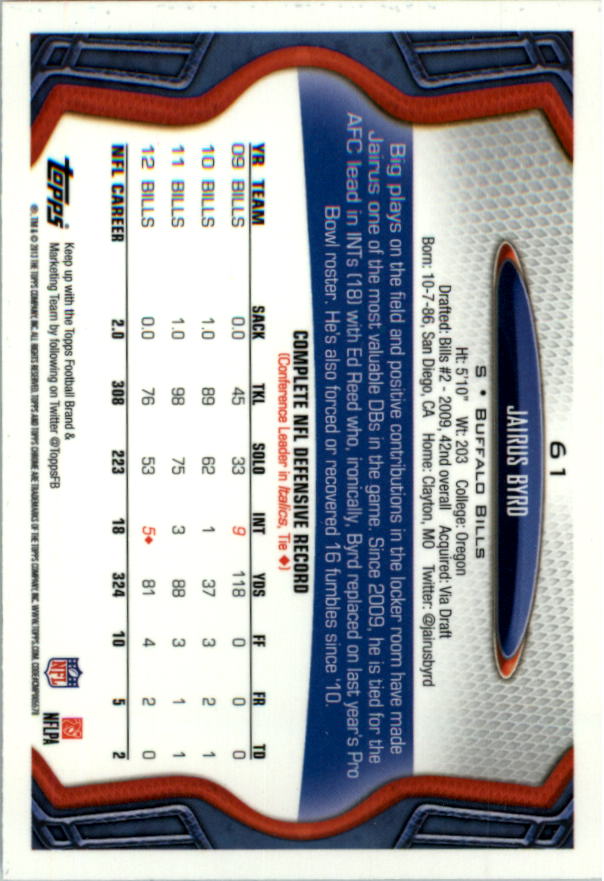 2013 Topps Chrome Football Part 1 Main Set Cards #1 to #220 - Picture 119 of 429