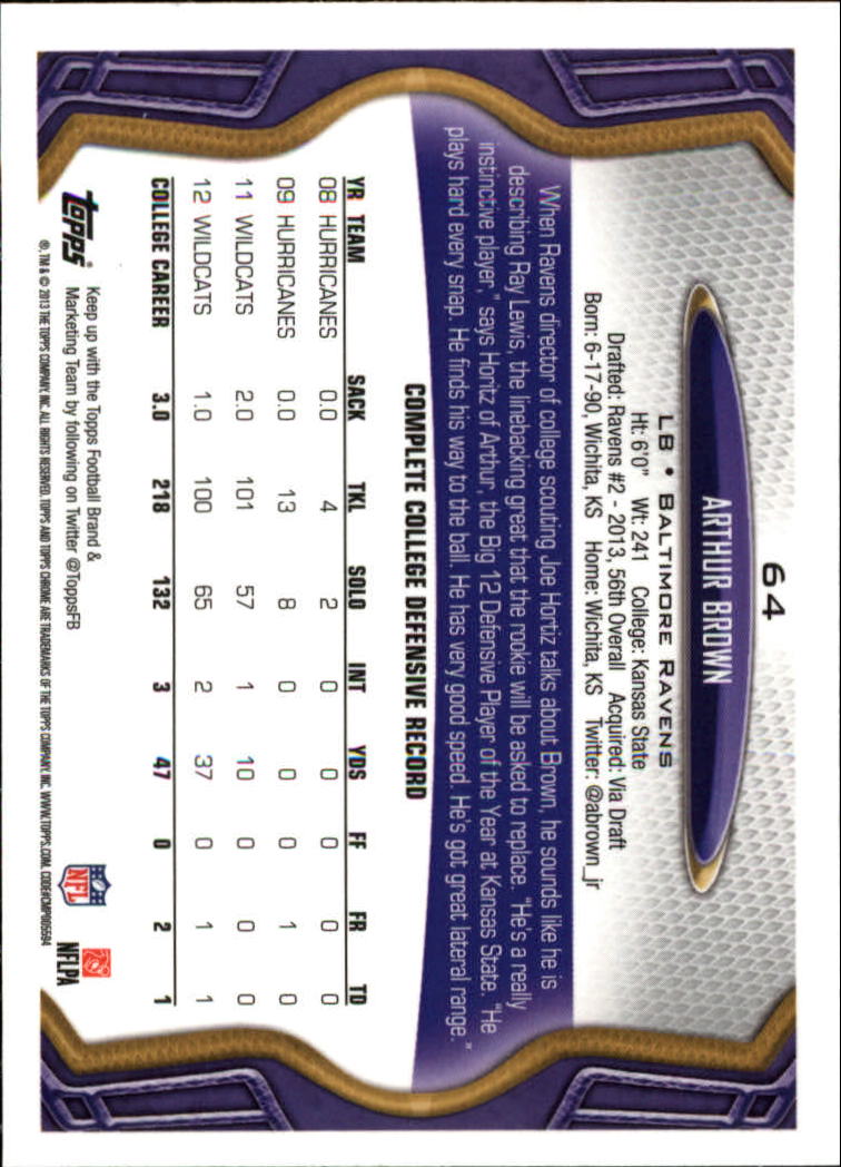 2013 Topps Chrome Football Part 1 Main Set Cards #1 to #220 - Picture 125 of 429