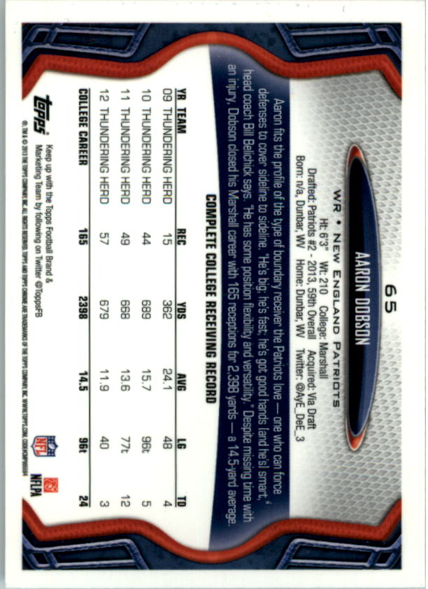 2013 Topps Chrome Football Part 1 Main Set Cards #1 to #220 - Picture 127 of 429