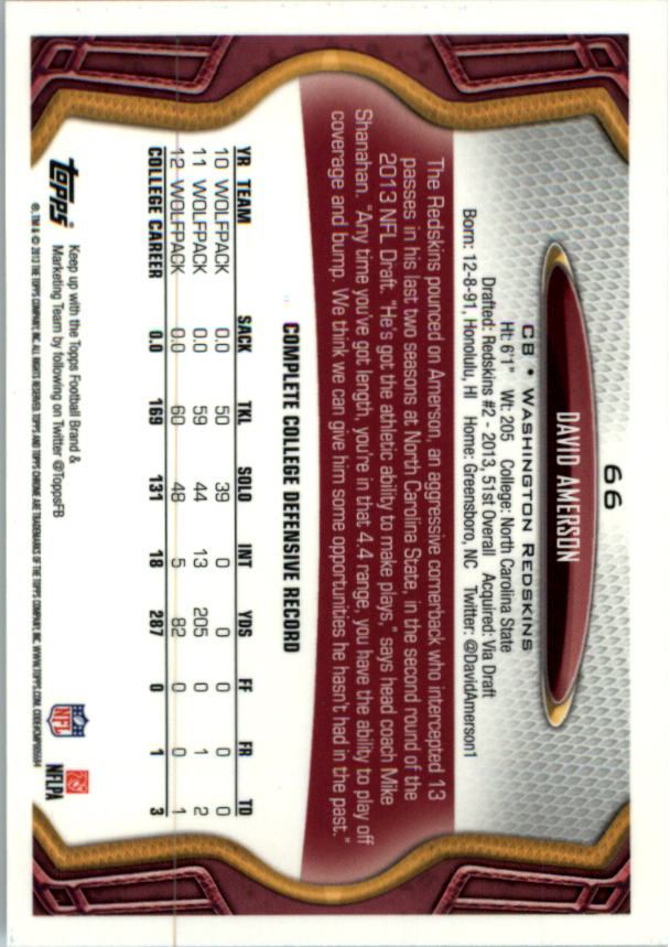 2013 Topps Chrome Football Part 1 Main Set Cards #1 to #220 - Picture 129 of 429