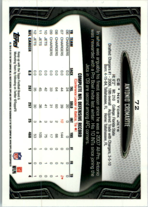 2013 Topps Chrome Football Part 1 Main Set Cards #1 to #220 - Picture 141 of 429