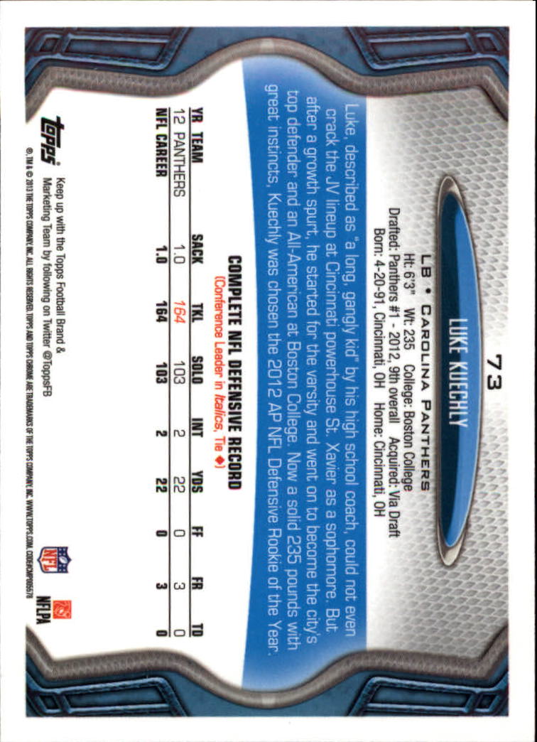 2013 Topps Chrome Football Part 1 Main Set Cards #1 to #220 - Picture 143 of 429