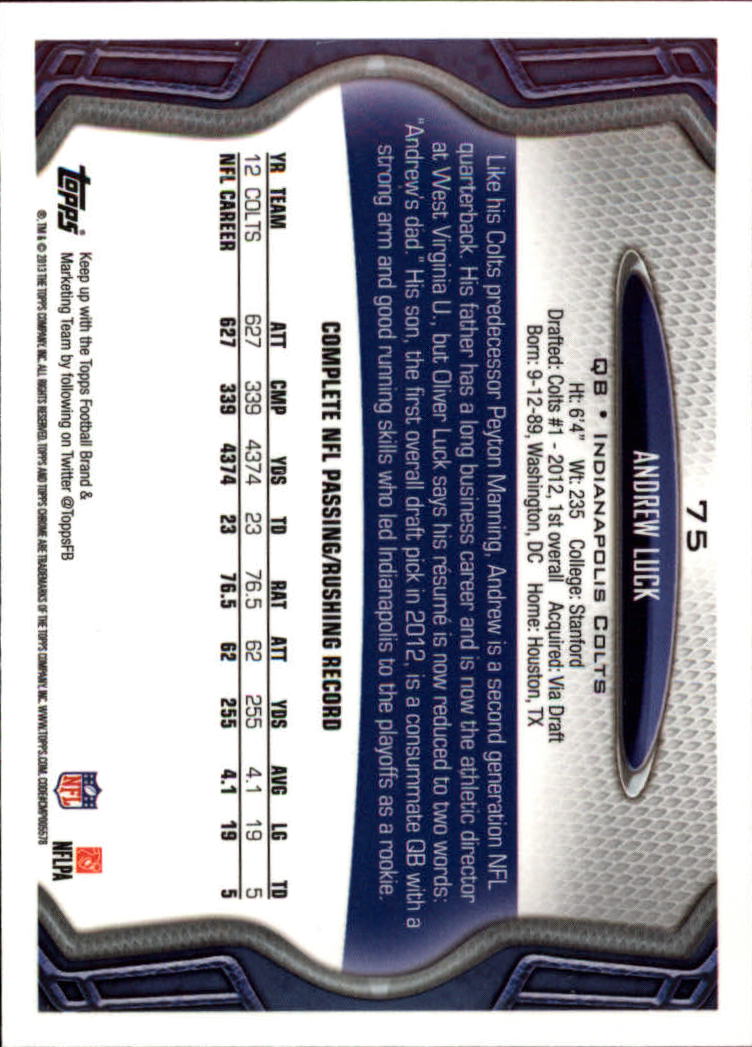 2013 Topps Chrome Football Part 1 Main Set Cards #1 to #220 - Picture 147 of 429