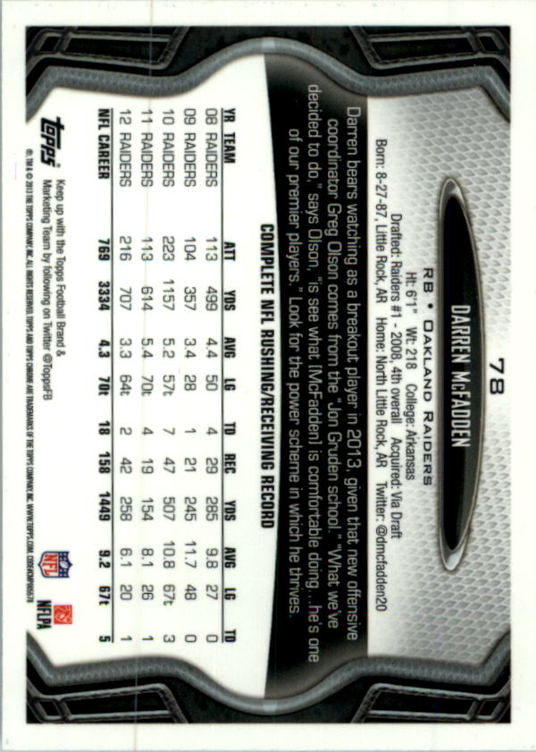 2013 Topps Chrome Football Part 1 Main Set Cards #1 to #220 - Picture 151 of 429