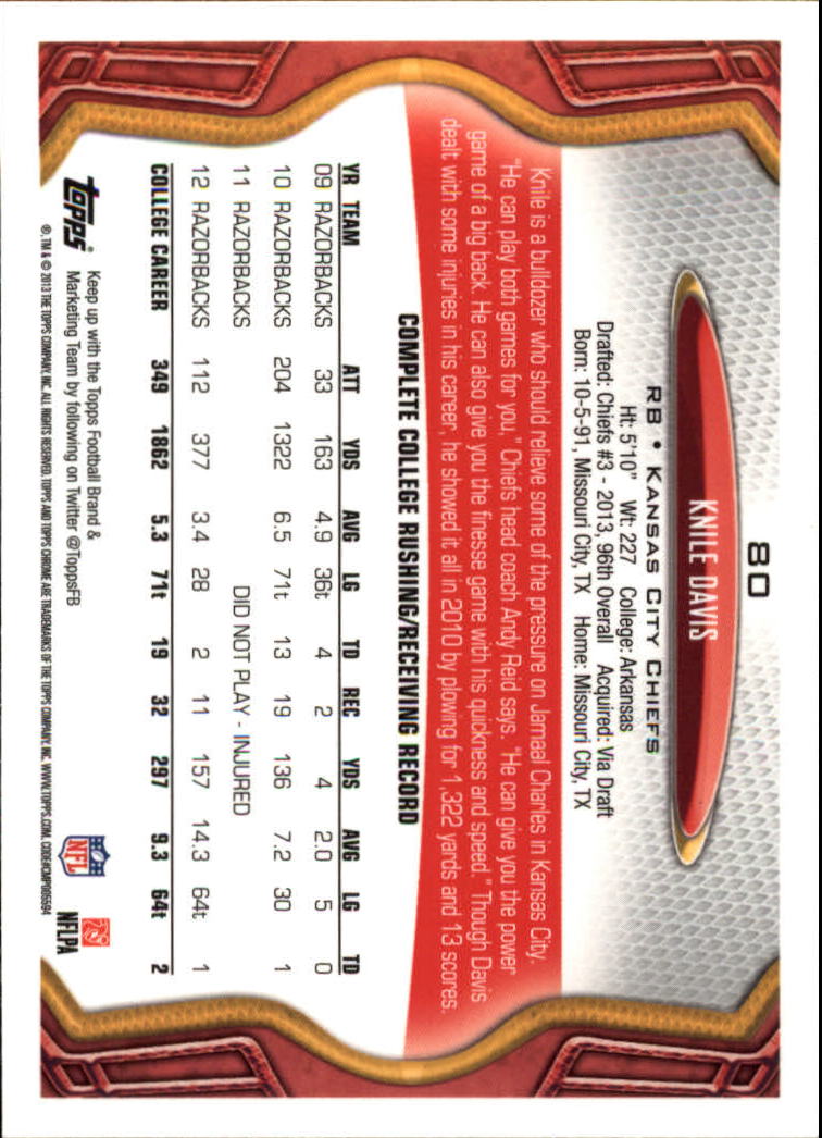 2013 Topps Chrome Football Part 1 Main Set Cards #1 to #220 - Picture 155 of 429