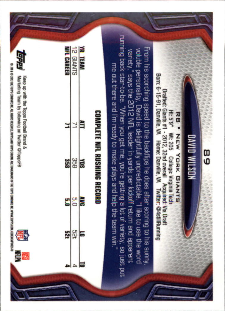 2013 Topps Chrome Football Part 1 Main Set Cards #1 to #220 - Picture 173 of 429