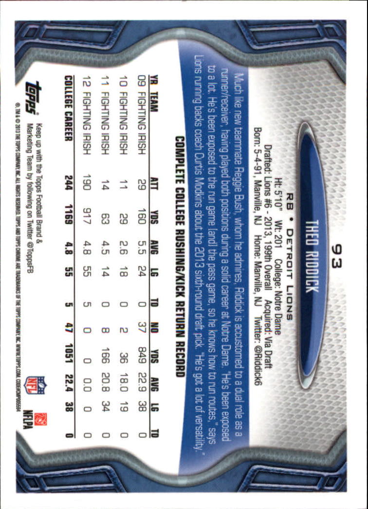 2013 Topps Chrome Football Part 1 Main Set Cards #1 to #220 - Picture 181 of 429