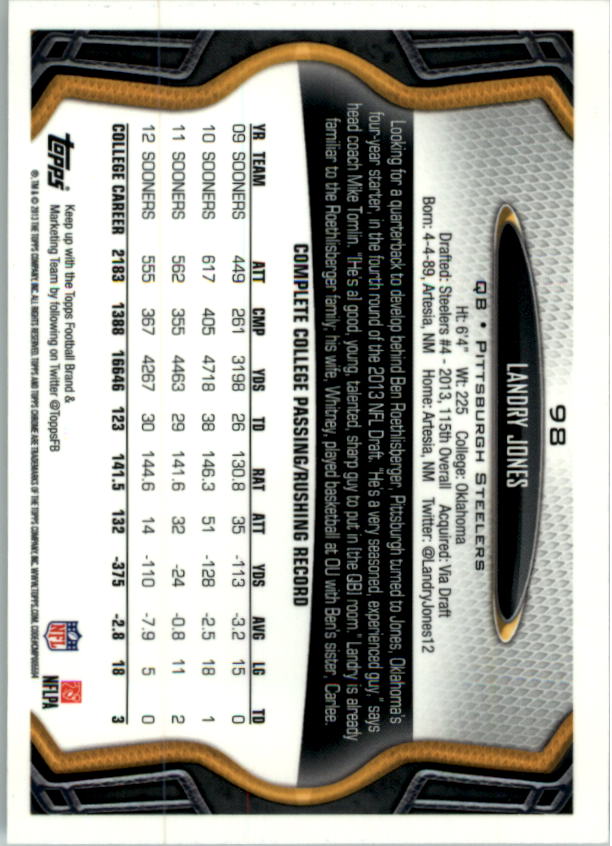 2013 Topps Chrome Football Part 1 Main Set Cards #1 to #220 - Picture 191 of 429