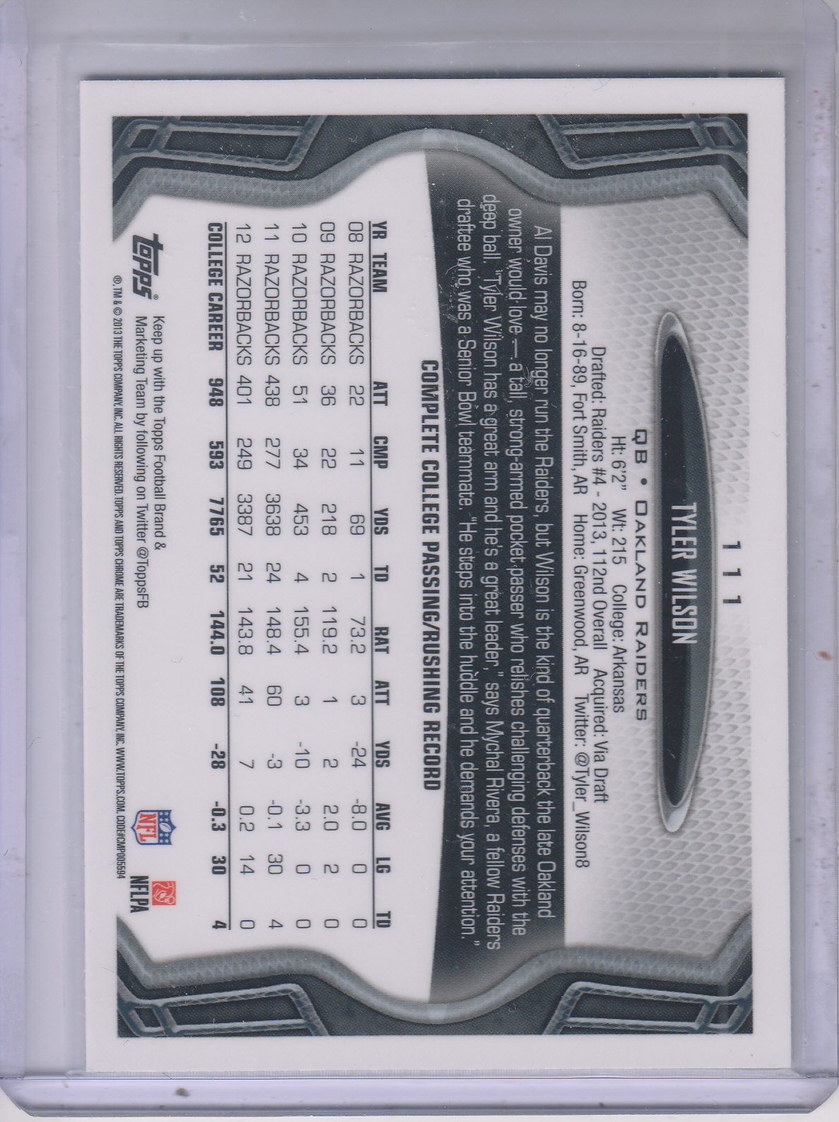 2013 Topps Chrome Football Part 1 Main Set Cards #1 to #220 - Picture 217 of 429