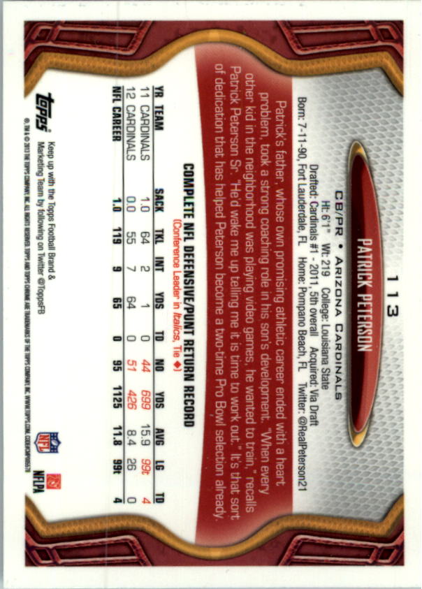 2013 Topps Chrome Football Part 1 Main Set Cards #1 to #220 - Picture 221 of 429
