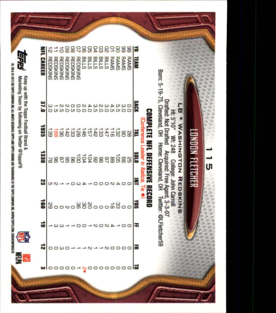 2013 Topps Chrome Football Part 1 Main Set Cards #1 to #220 - Picture 225 of 429