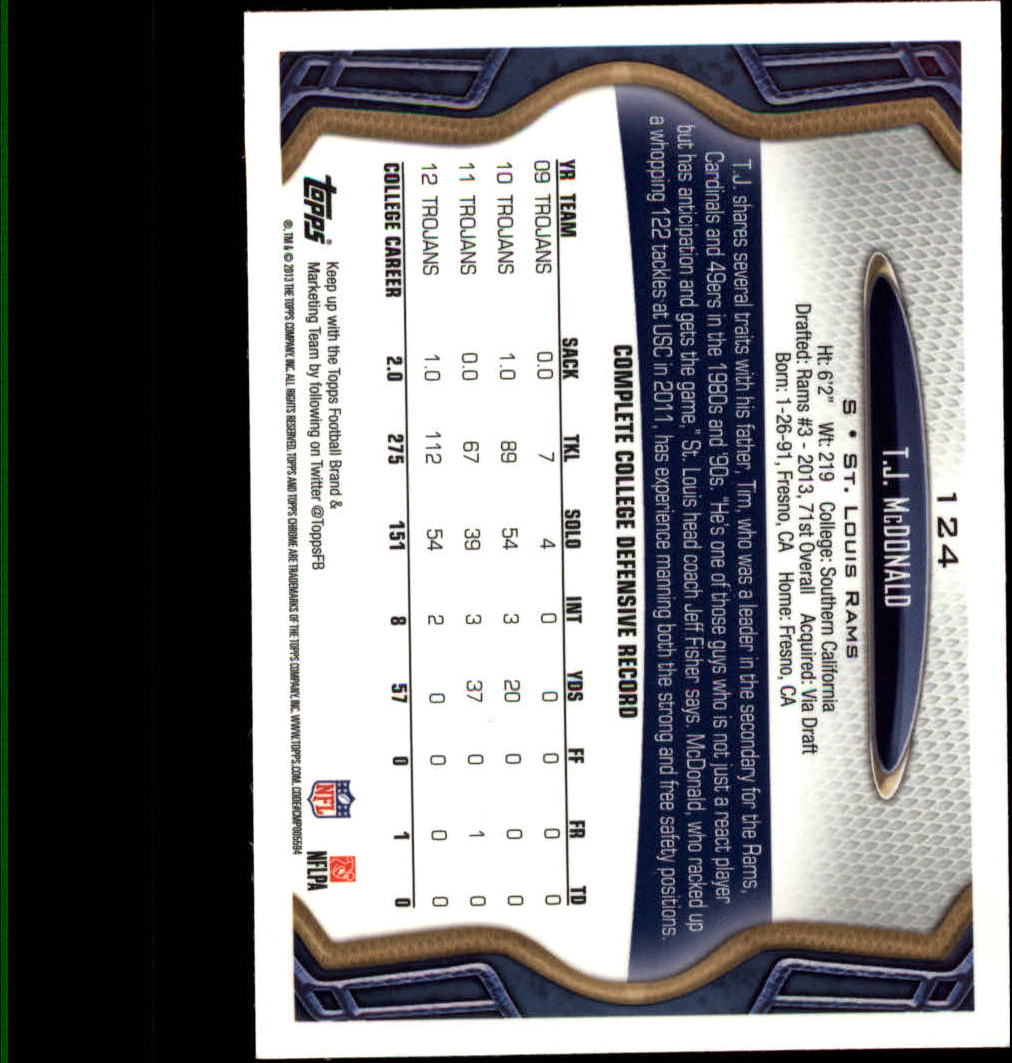 2013 Topps Chrome Football Part 1 Main Set Cards #1 to #220 - Picture 241 of 429