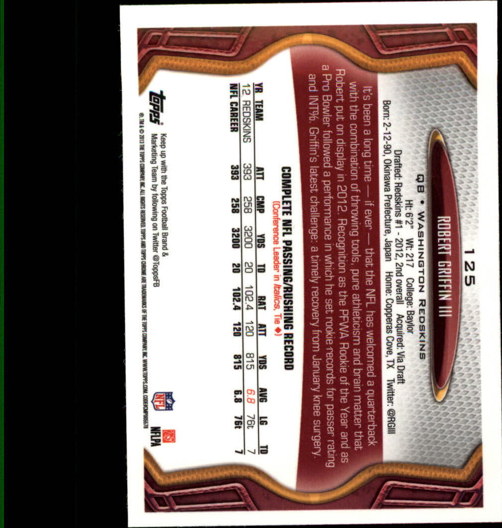 2013 Topps Chrome Football Part 1 Main Set Cards #1 to #220 - Picture 243 of 429