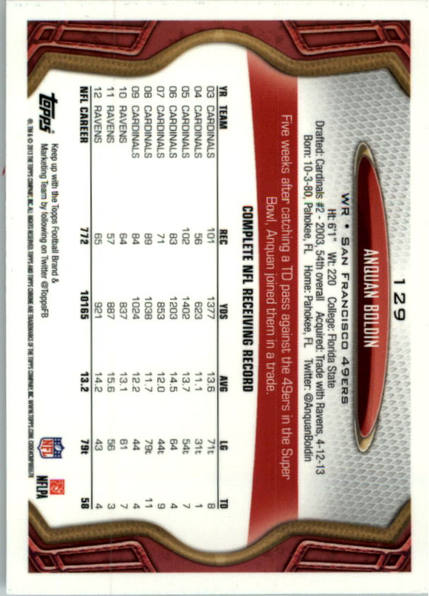 2013 Topps Chrome Football Part 1 Main Set Cards #1 to #220 - Picture 251 of 429