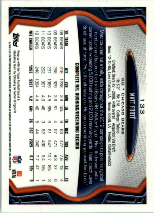 2013 Topps Chrome Football Part 1 Main Set Cards #1 to #220 - Picture 259 of 429
